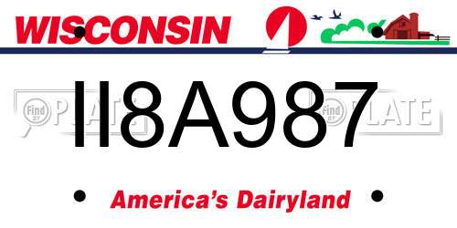 II8A987 Wisconsin License Plate
