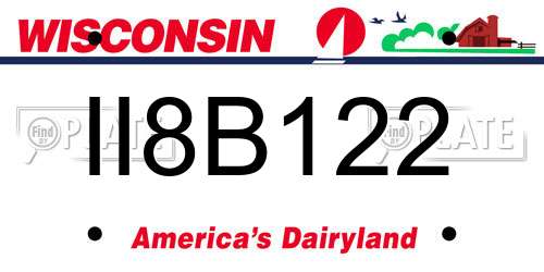 II8B122 Wisconsin License Plate