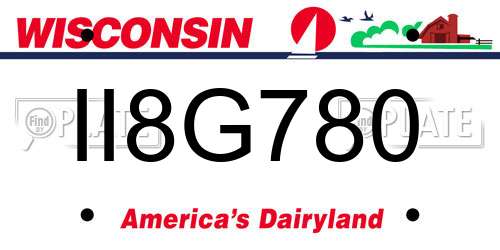 II8G780 Wisconsin License Plate