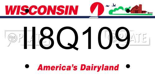 II8Q109 Wisconsin License Plate
