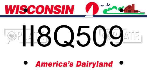 II8Q509 Wisconsin License Plate