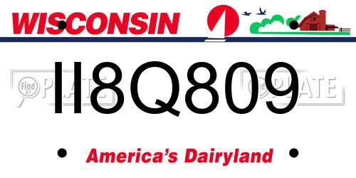 II8Q809 Wisconsin License Plate