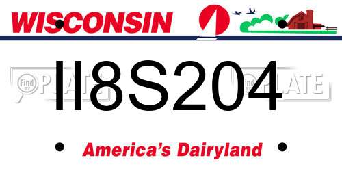 II8S204 Wisconsin License Plate