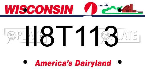 II8T113 Wisconsin License Plate