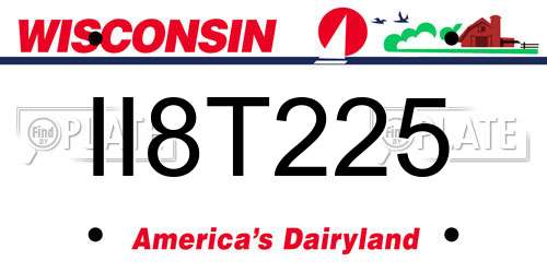 II8T225 Wisconsin License Plate