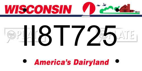 II8T725 Wisconsin License Plate