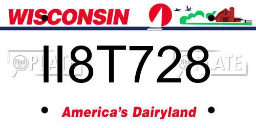 II8T728 Wisconsin License Plate