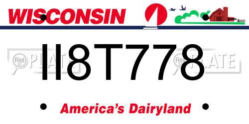 II8T778 Wisconsin License Plate