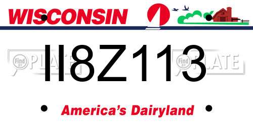 II8Z113 Wisconsin License Plate