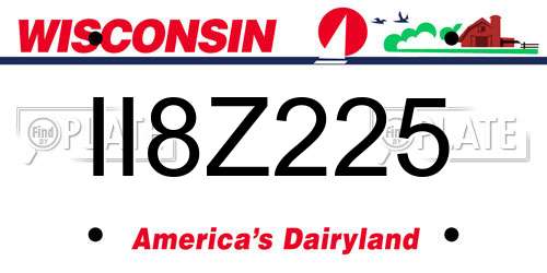 II8Z225 Wisconsin License Plate