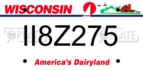 II8Z275 Wisconsin License Plate