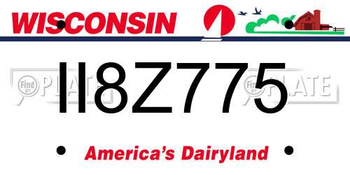 II8Z775 Wisconsin License Plate