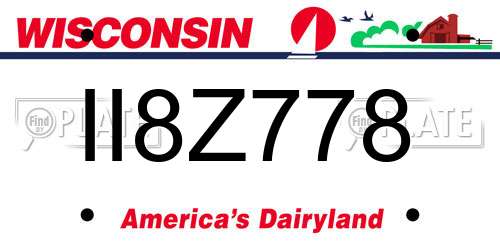 II8Z778 Wisconsin License Plate