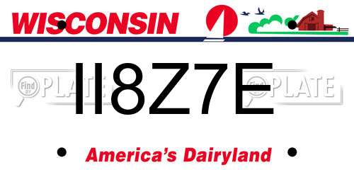 II8Z7E Wisconsin License Plate