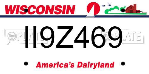 II9Z469 Wisconsin License Plate