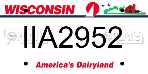 IIA2952 Wisconsin License Plate