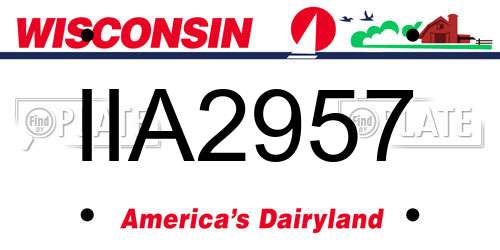IIA2957 Wisconsin License Plate