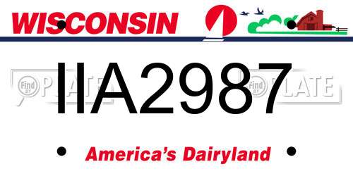 IIA2987 Wisconsin License Plate
