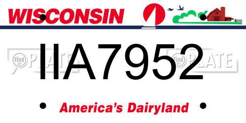IIA7952 Wisconsin License Plate