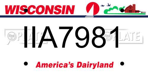 IIA7981 Wisconsin License Plate