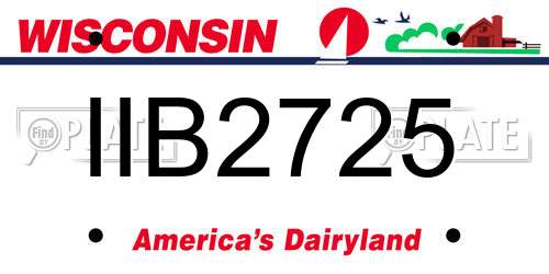IIB2725 Wisconsin License Plate