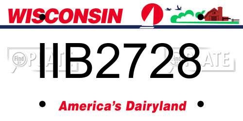 IIB2728 Wisconsin License Plate