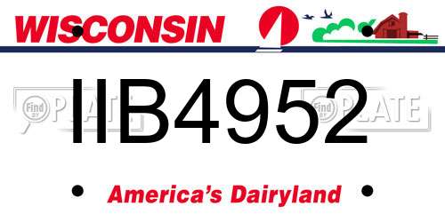 IIB4952 Wisconsin License Plate