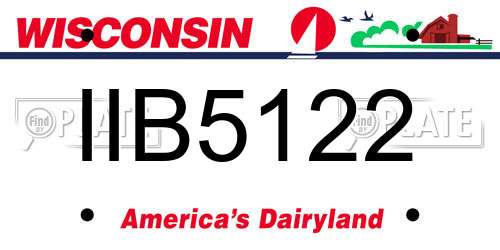 IIB5122 Wisconsin License Plate