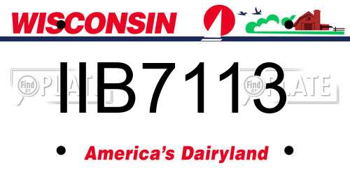 IIB7113 Wisconsin License Plate