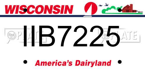 IIB7225 Wisconsin License Plate