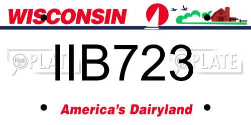 IIB723 Wisconsin License Plate
