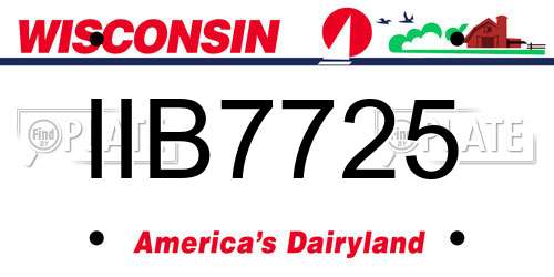 IIB7725 Wisconsin License Plate