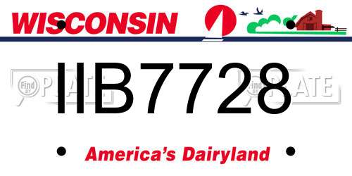 IIB7728 Wisconsin License Plate