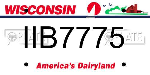 IIB7775 Wisconsin License Plate