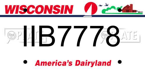 IIB7778 Wisconsin License Plate