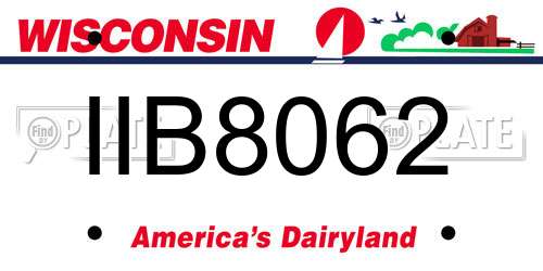 IIB8062 Wisconsin License Plate