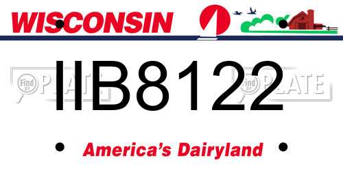 IIB8122 Wisconsin License Plate