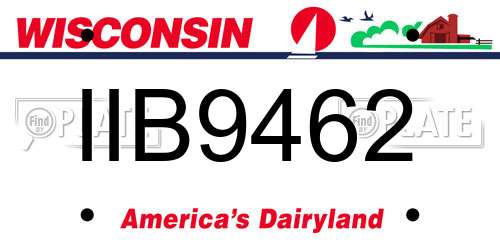 IIB9462 Wisconsin License Plate