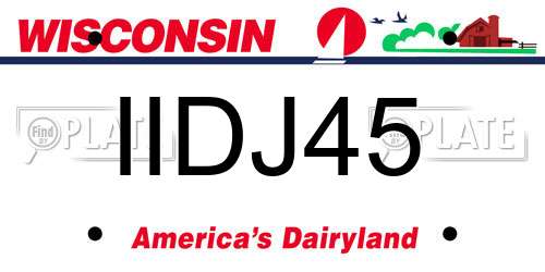 IIDJ45 Wisconsin License Plate