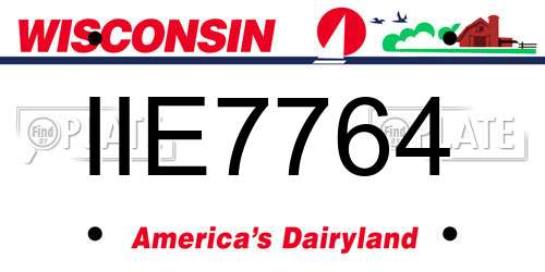 IIE7764 Wisconsin License Plate