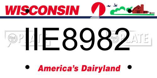 IIE8982 Wisconsin License Plate