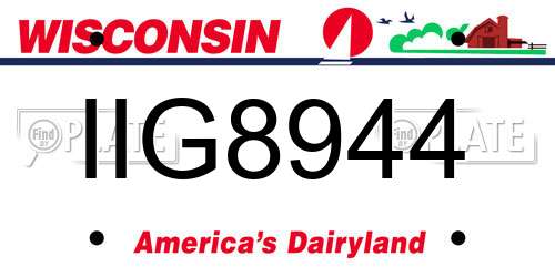 IIG8944 Wisconsin License Plate