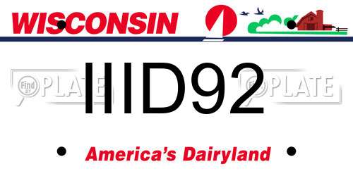 IIID92 Wisconsin License Plate