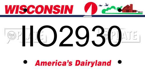 IIO2930 Wisconsin License Plate
