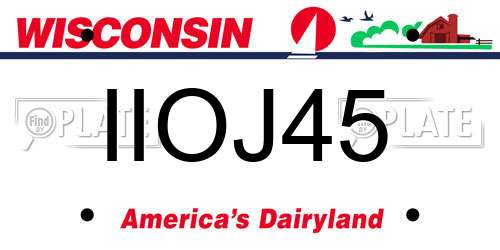 IIOJ45 Wisconsin License Plate