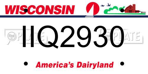 IIQ2930 Wisconsin License Plate