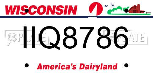 IIQ8786 Wisconsin License Plate