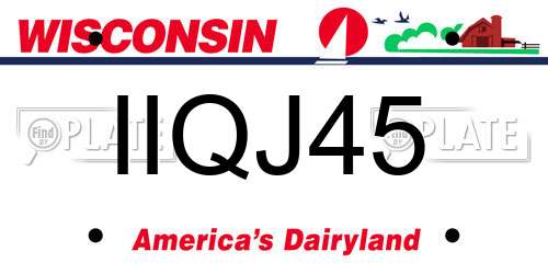IIQJ45 Wisconsin License Plate