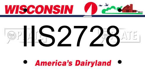 IIS2728 Wisconsin License Plate