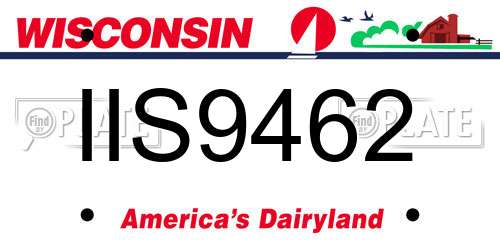 IIS9462 Wisconsin License Plate
